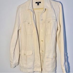 Chaps Linen/Cotton shacket Herringbone subtle pattern. Women's XL. Cream